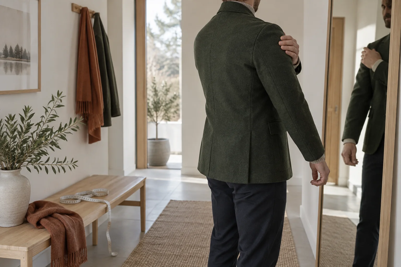 AI-generert foto av en voksen som kontrollerer en jakke